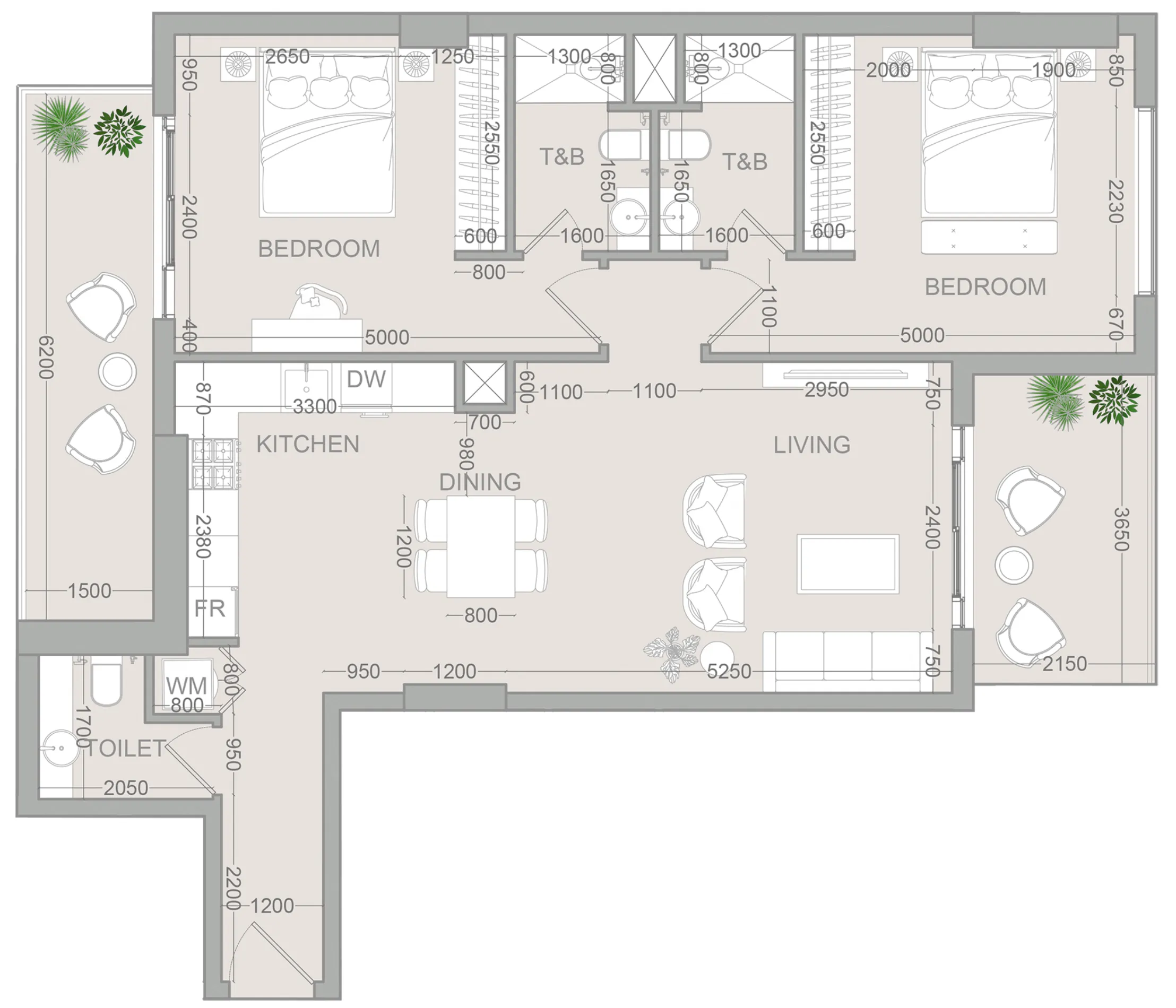 2 BR layout at VERDAN1A 2