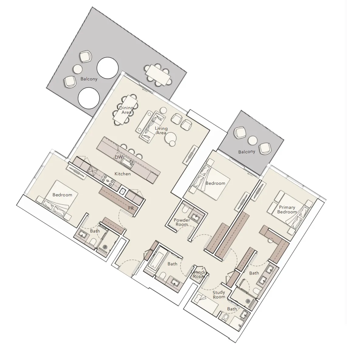 3 BR layout at Mercer House