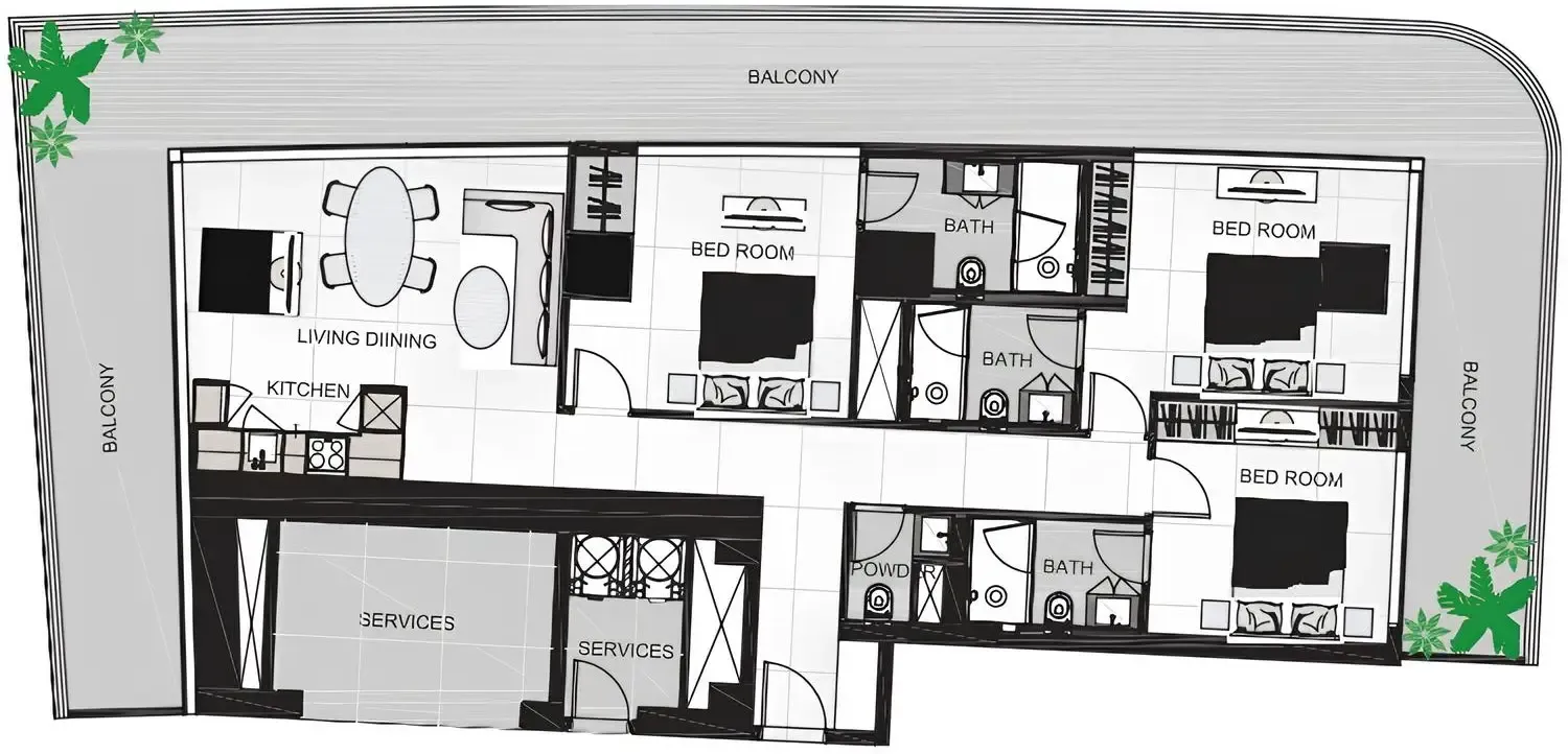 3 BR layout at The Community Sports Arena