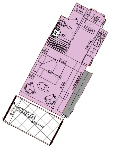 0 BR layout at Binghatti Flare