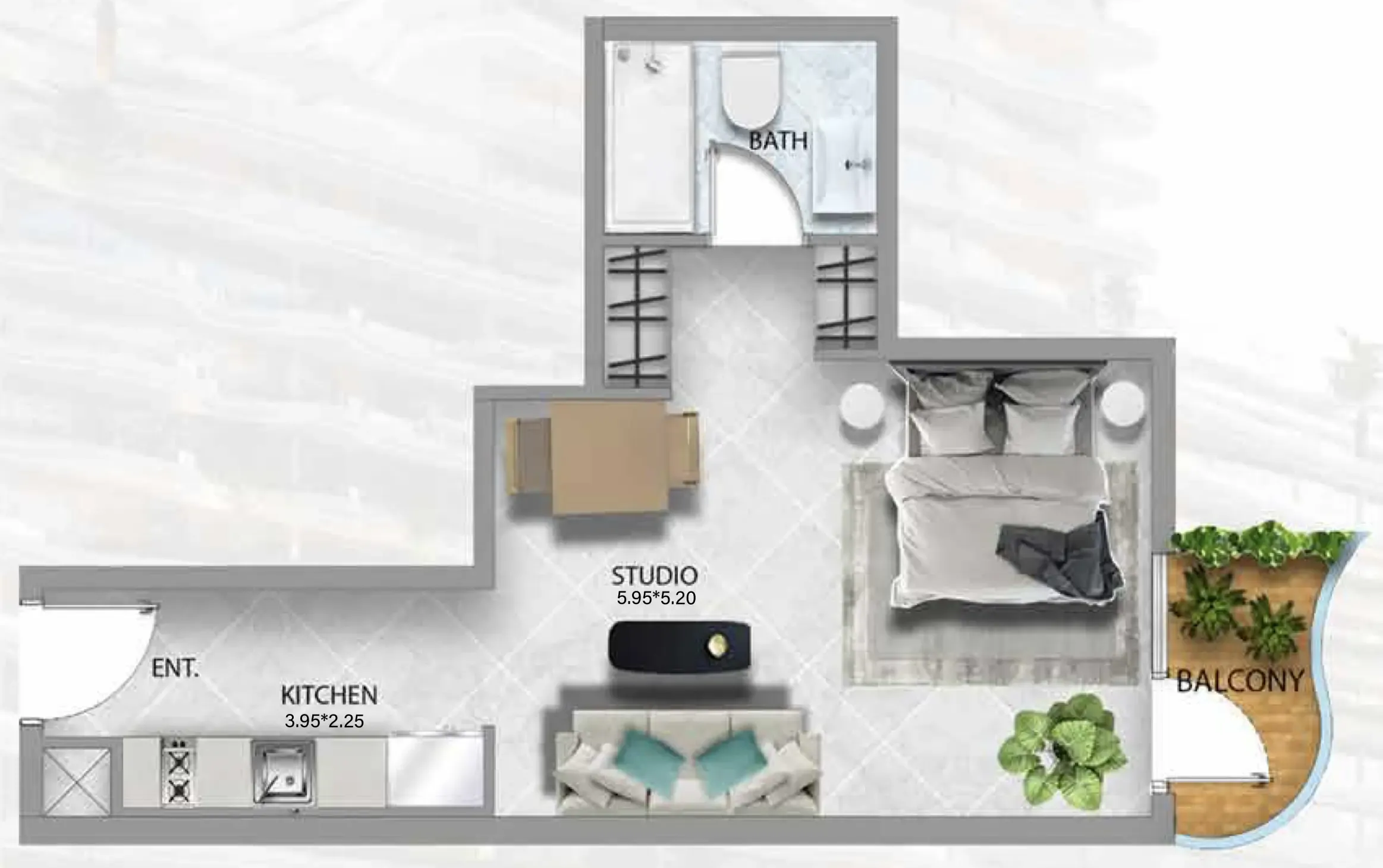 0 BR layout at 311 Boulevard