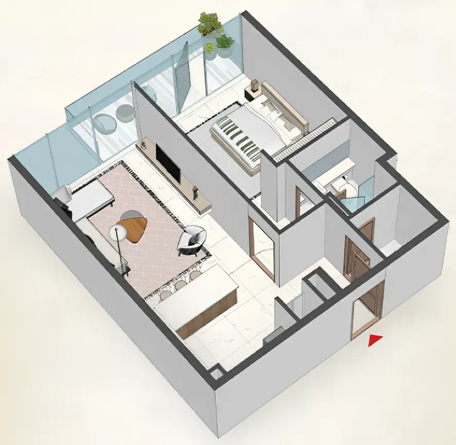 1 BR layout at Comfort by Roof