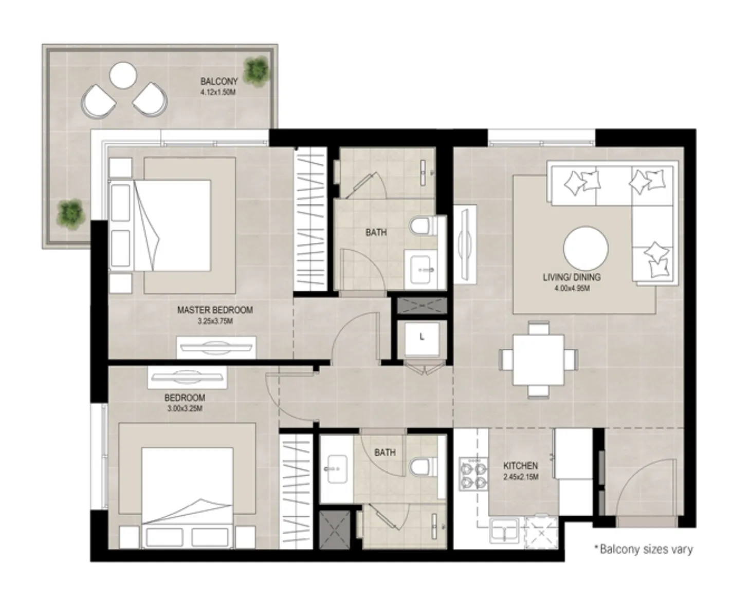 2 BR layout at Ellison