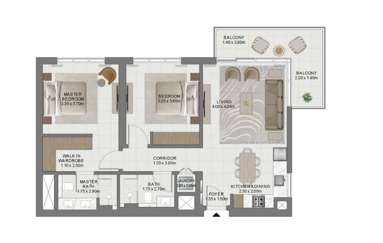 2 BR layout at Golf Hills 2
