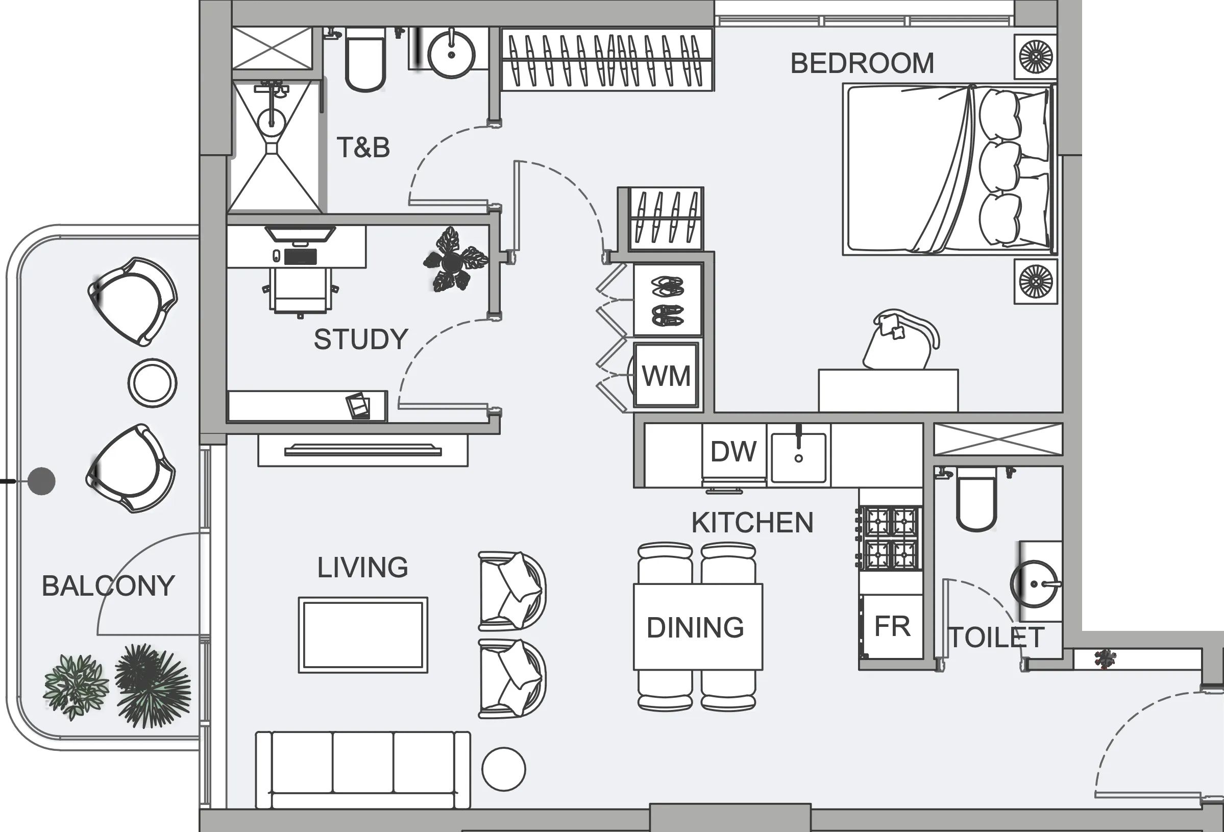 1 BR layout at TETR1S Tower