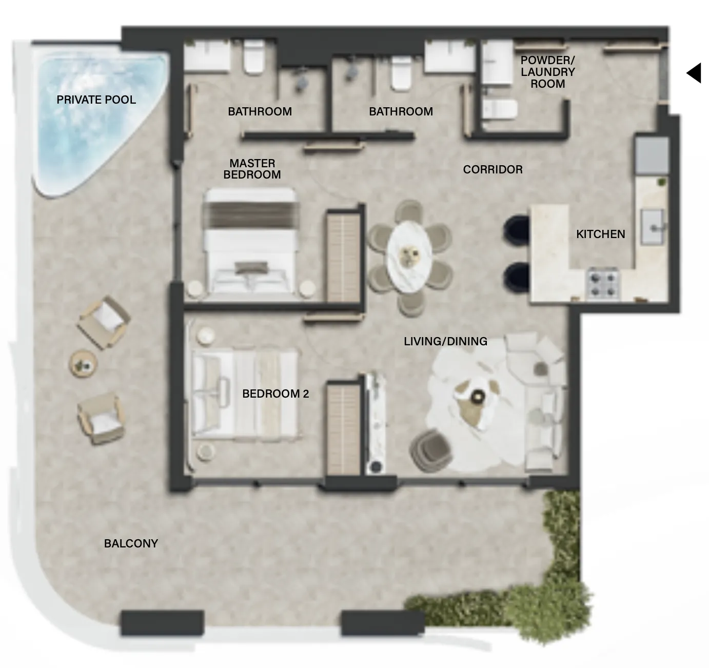 2 BR layout at Weybridge Gardens 4