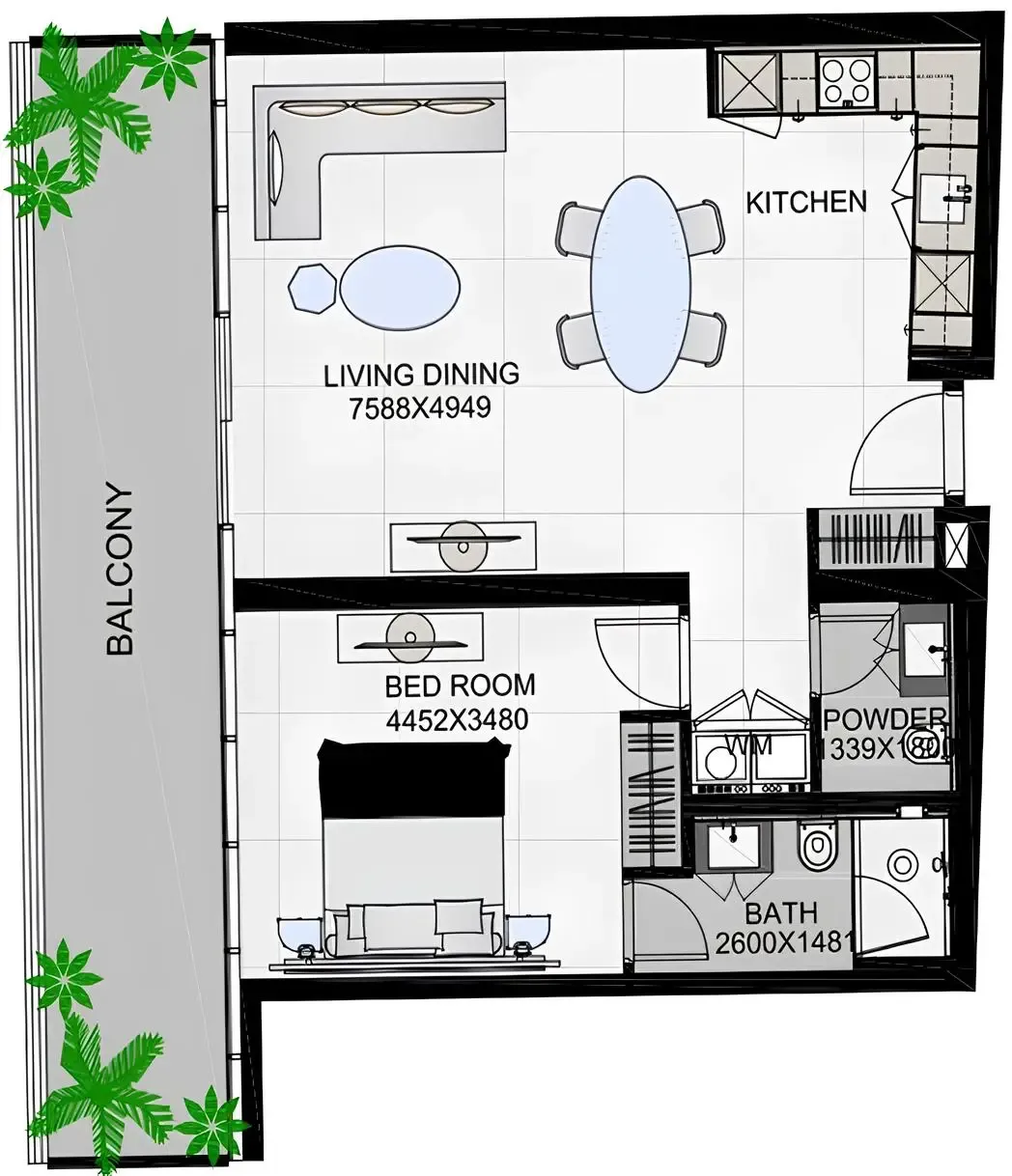 1 BR layout at The Community Sports Arena