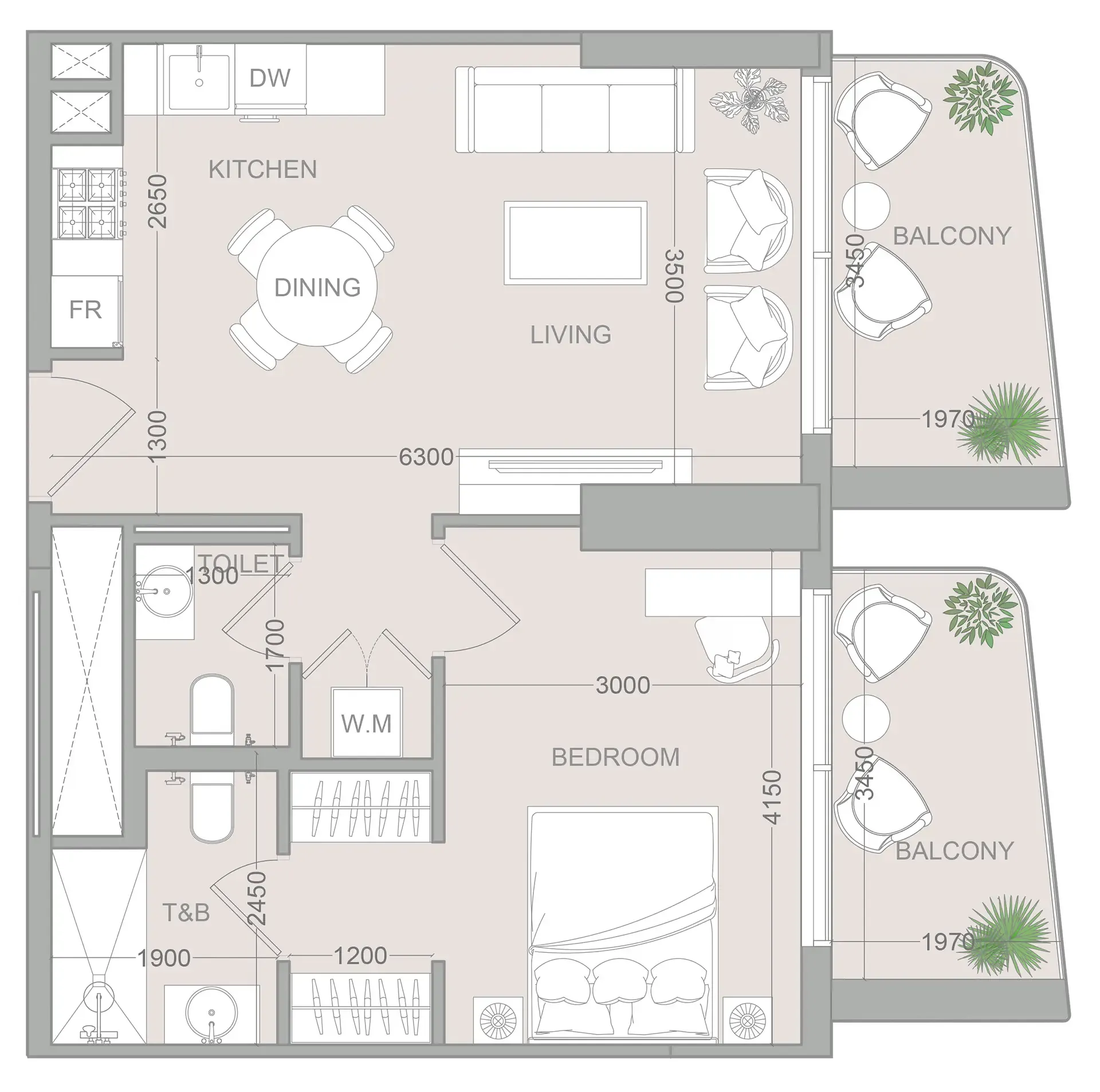 1 BR layout at ELAR1S Sky