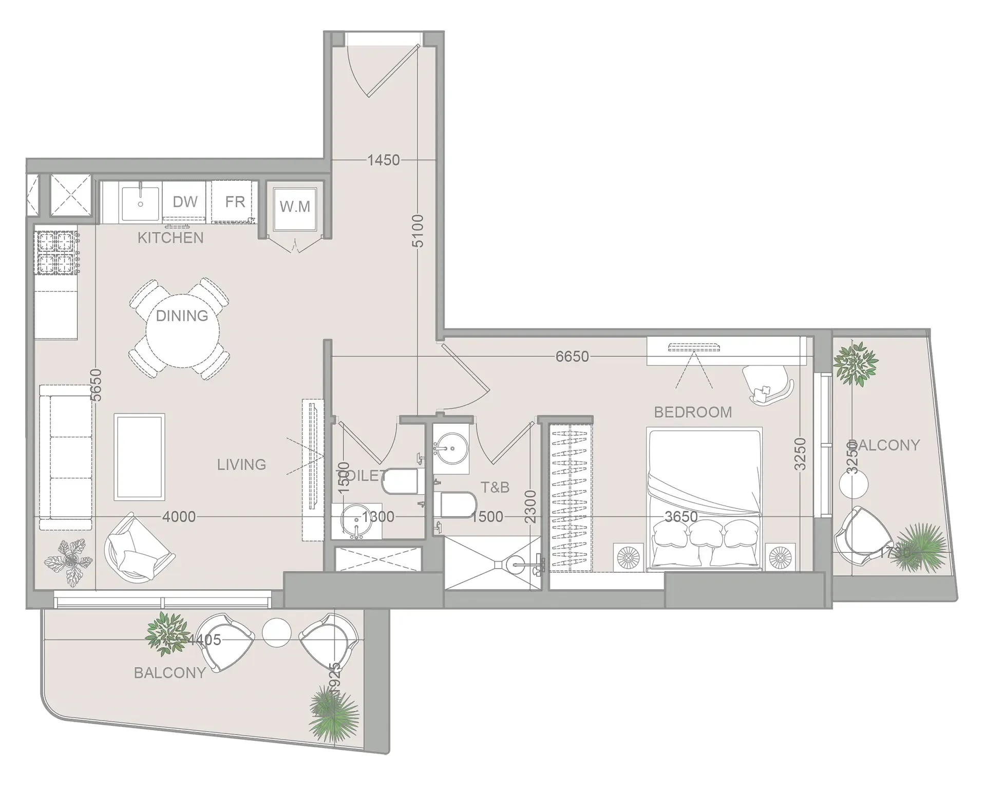 1 BR layout at ELAR1S Sky