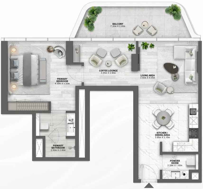 1 BR layout at Passo by Beyond