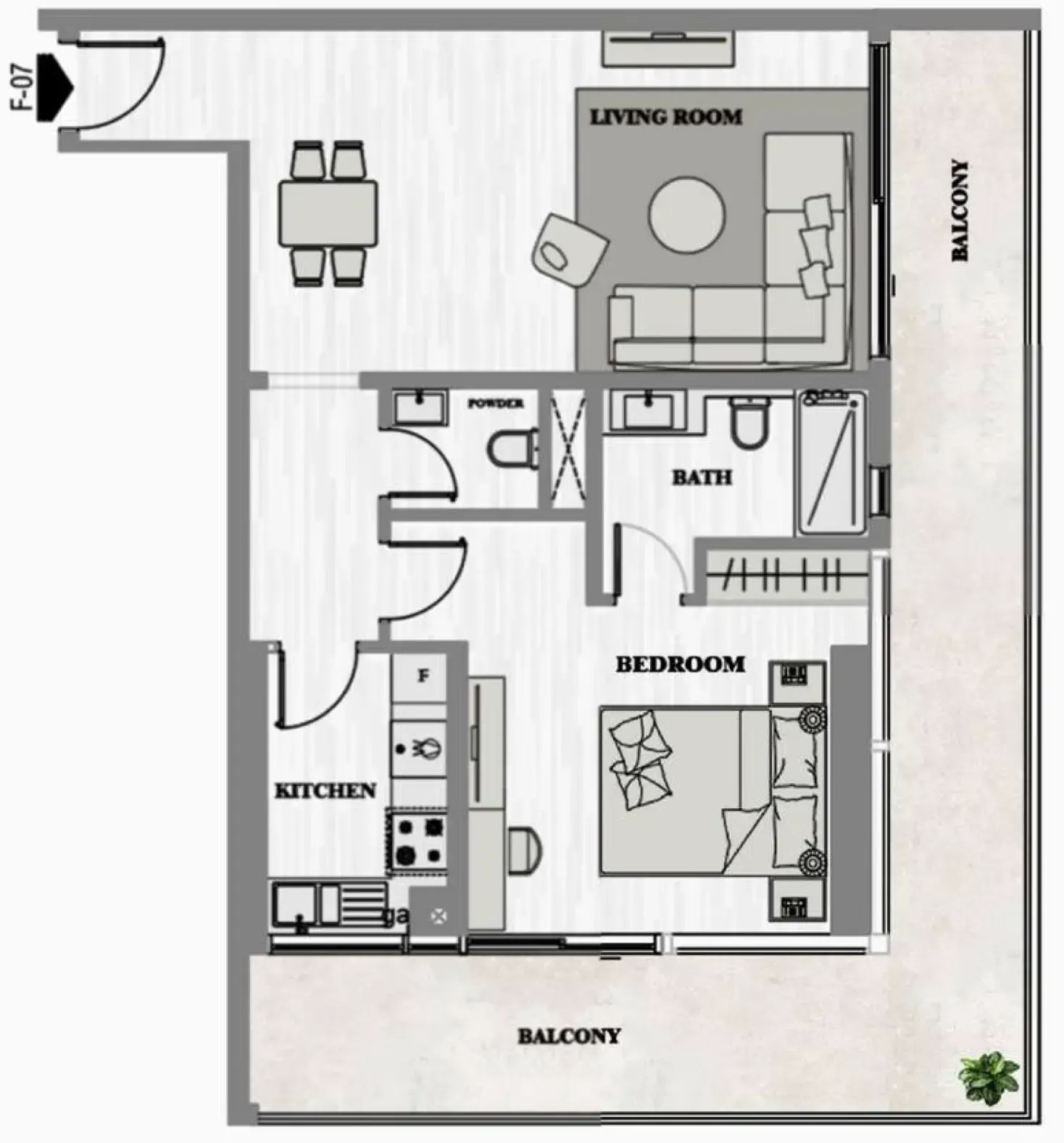 1 BR layout at Greygate Residences by ADE