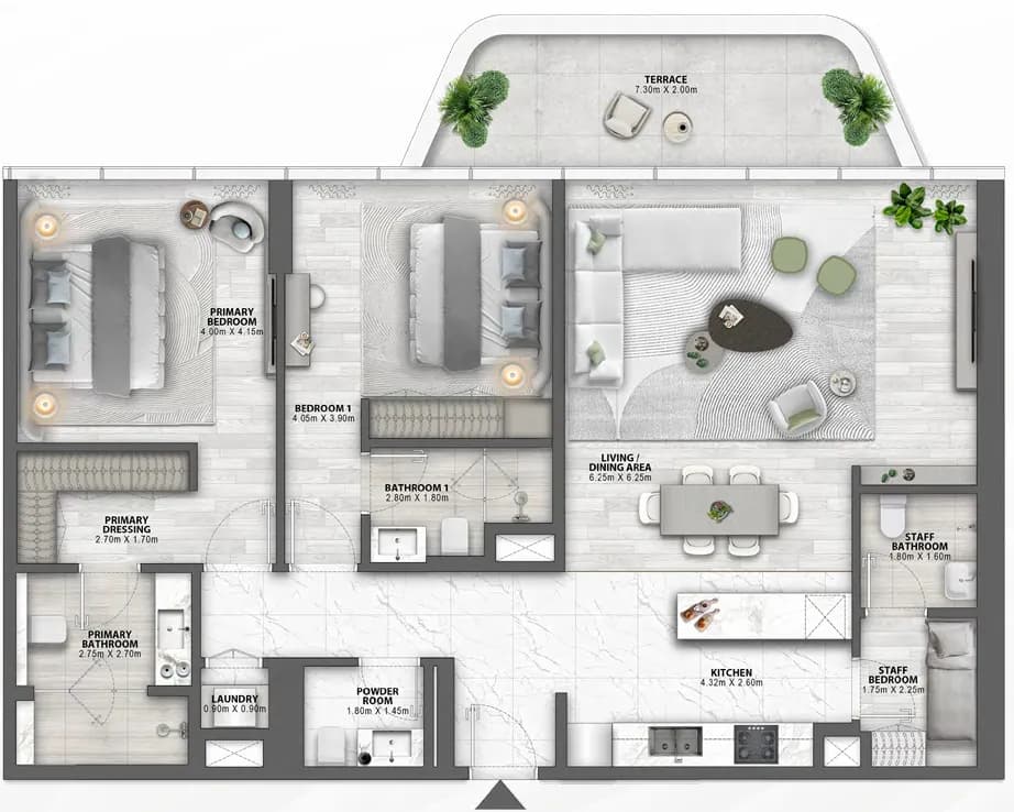 2 BR layout at Passo by Beyond