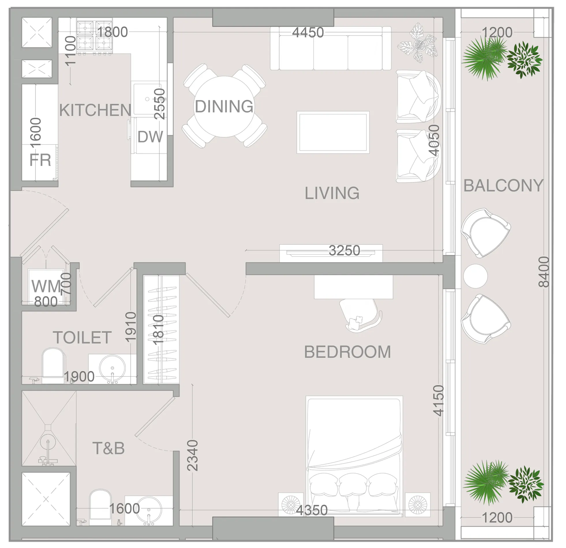 1 BR layout at VERDAN1A 4