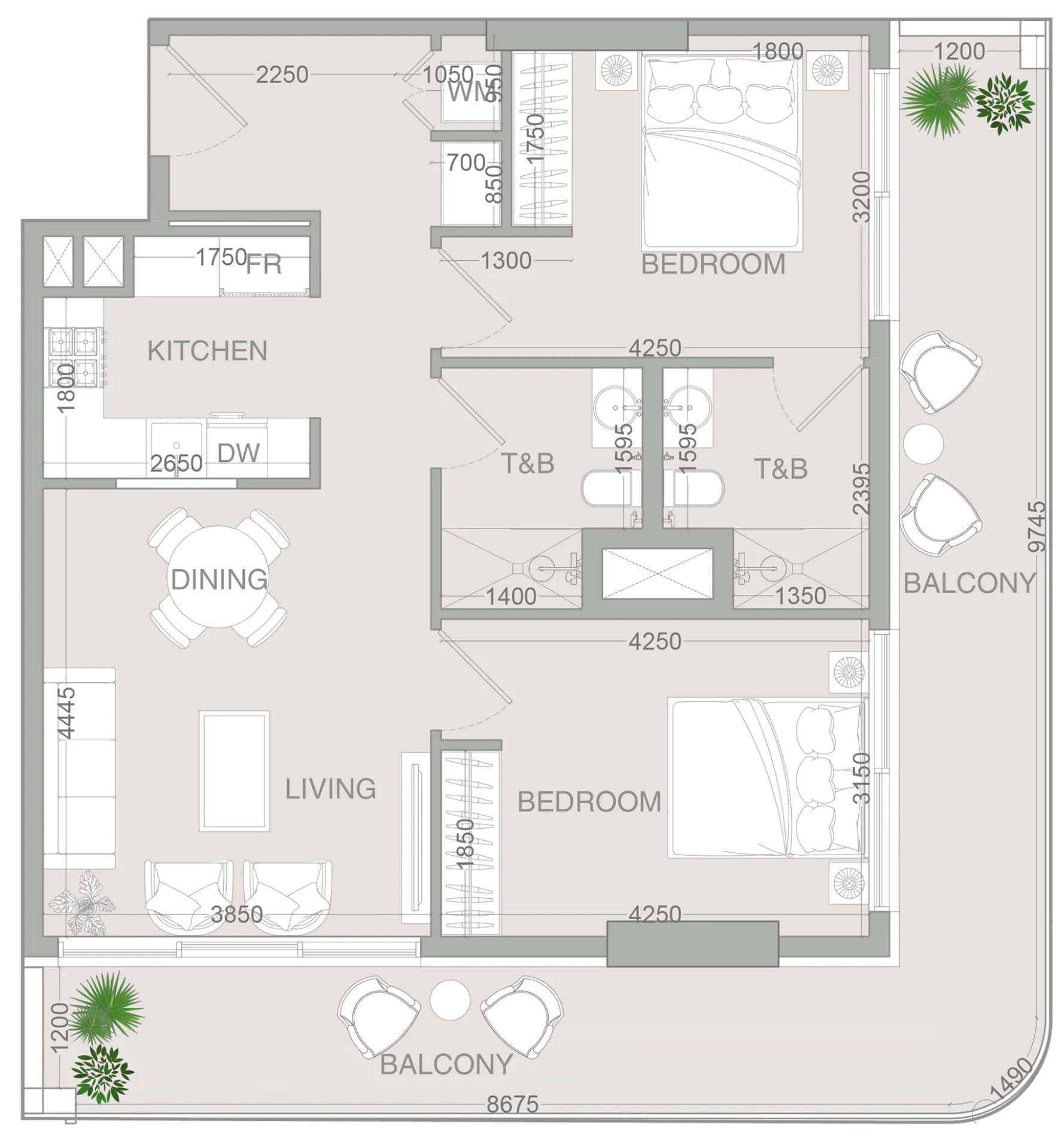 2 BR layout at VERDAN1A 4