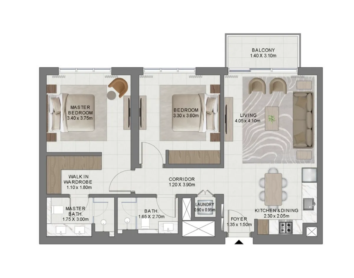 2 BR layout at Golf Hills