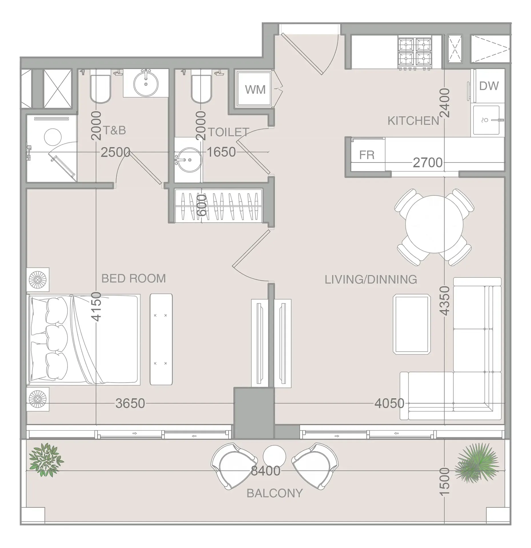 1 BR layout at VERDAN1A 4