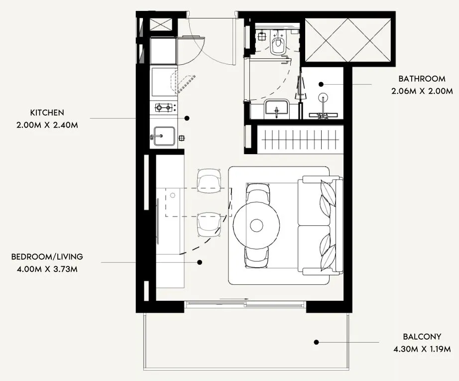 0 BR layout at Azizi David