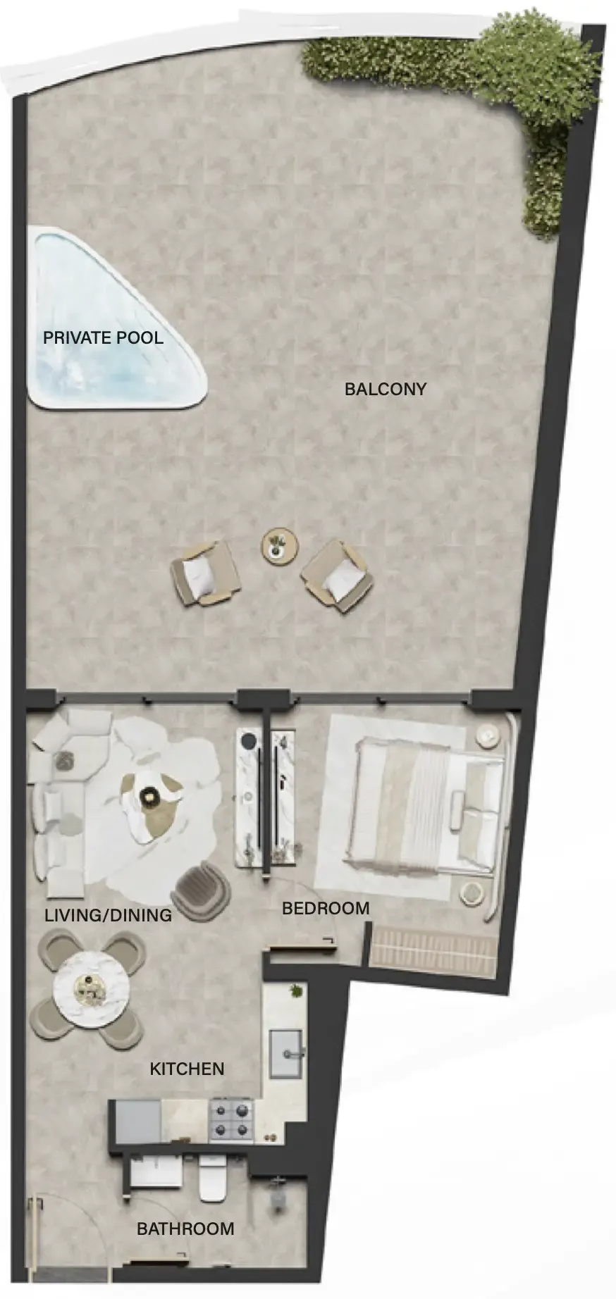 1 BR layout at Weybridge Gardens 4