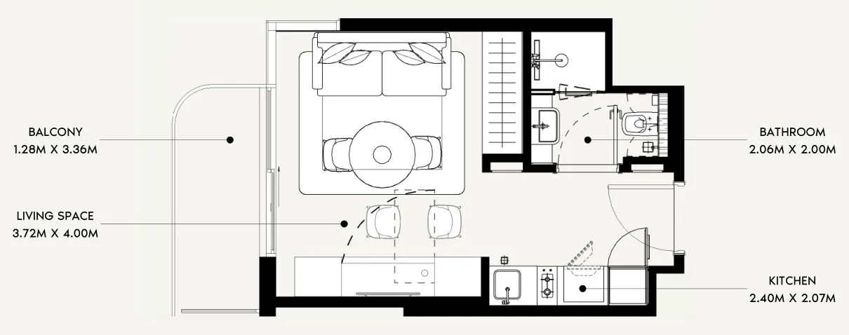 0 BR layout at Azizi David