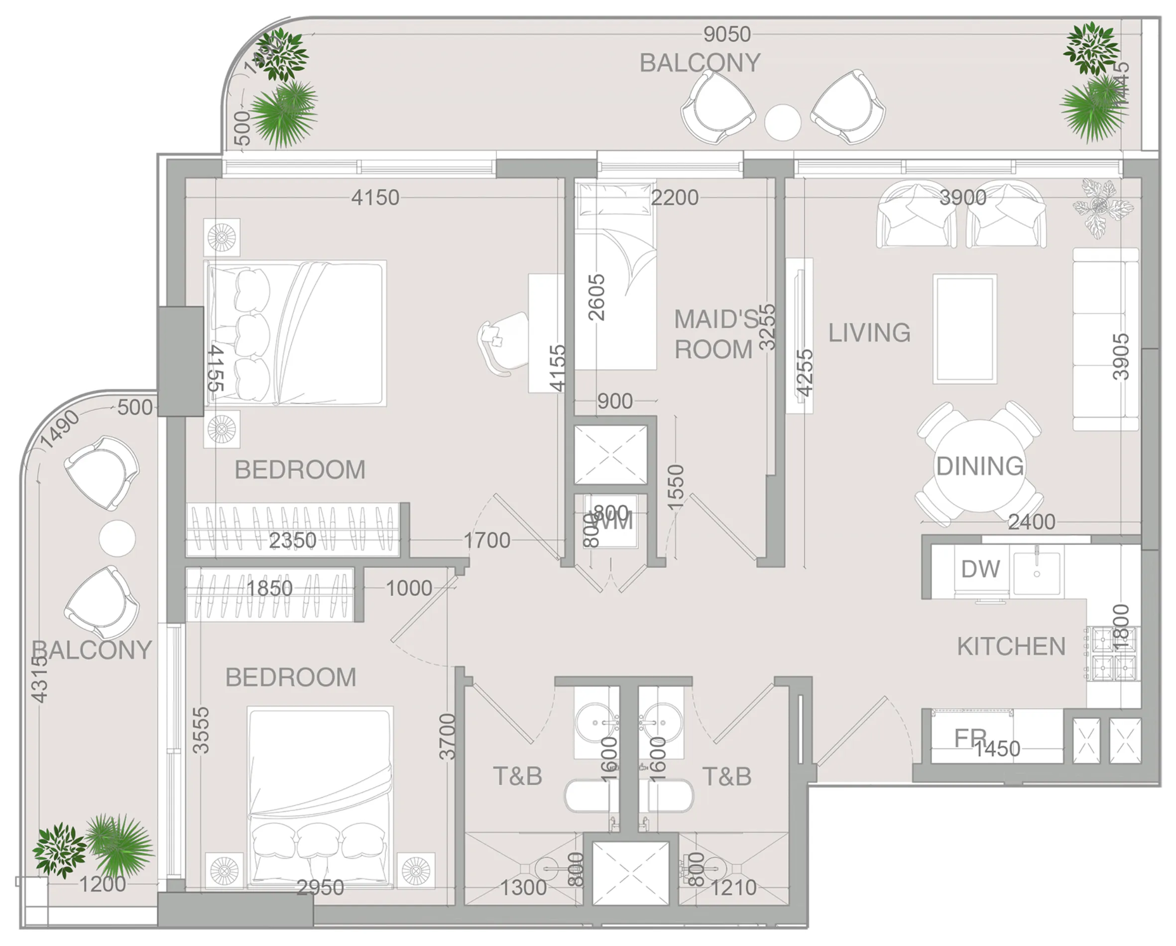 2 BR layout at VERDAN1A 4