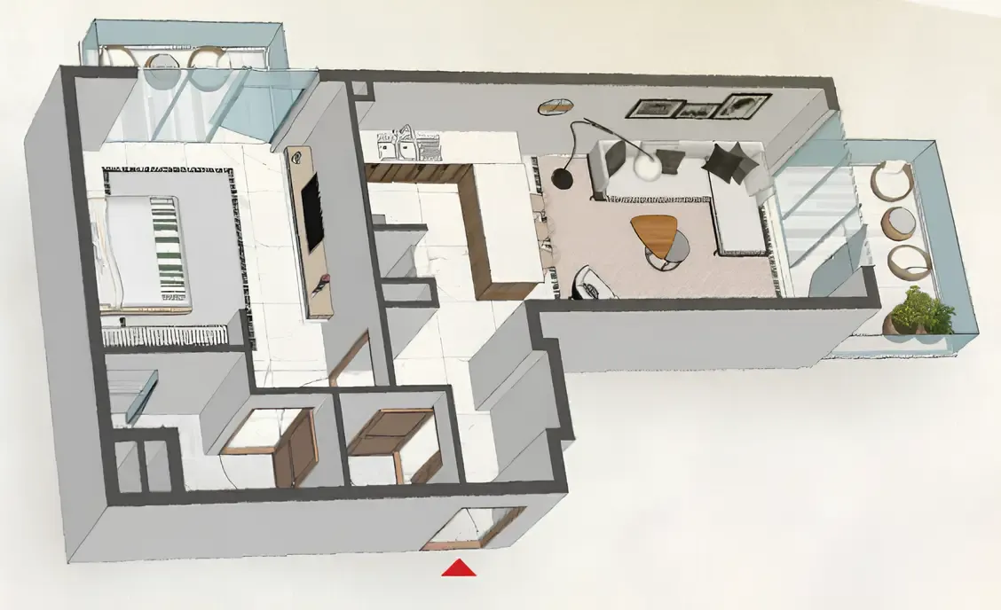 1 BR layout at Comfort by Roof