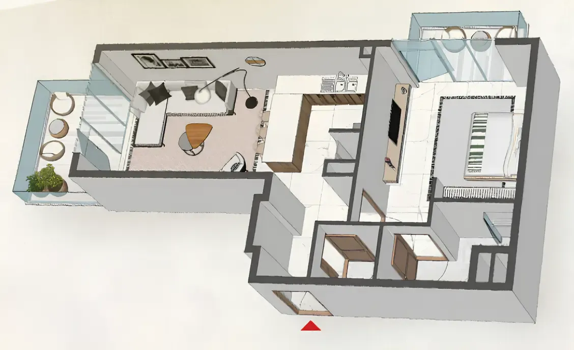 1 BR layout at Comfort by Roof