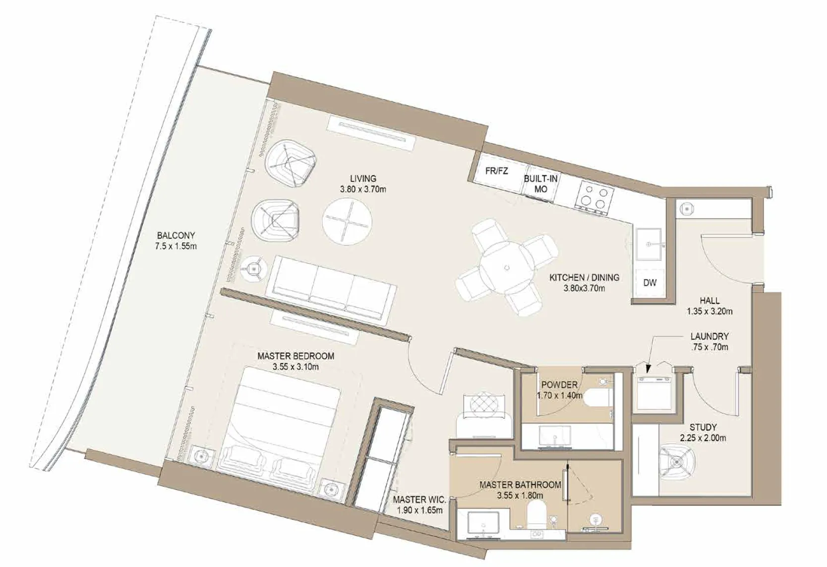 1 BR layout at Laguna Residence