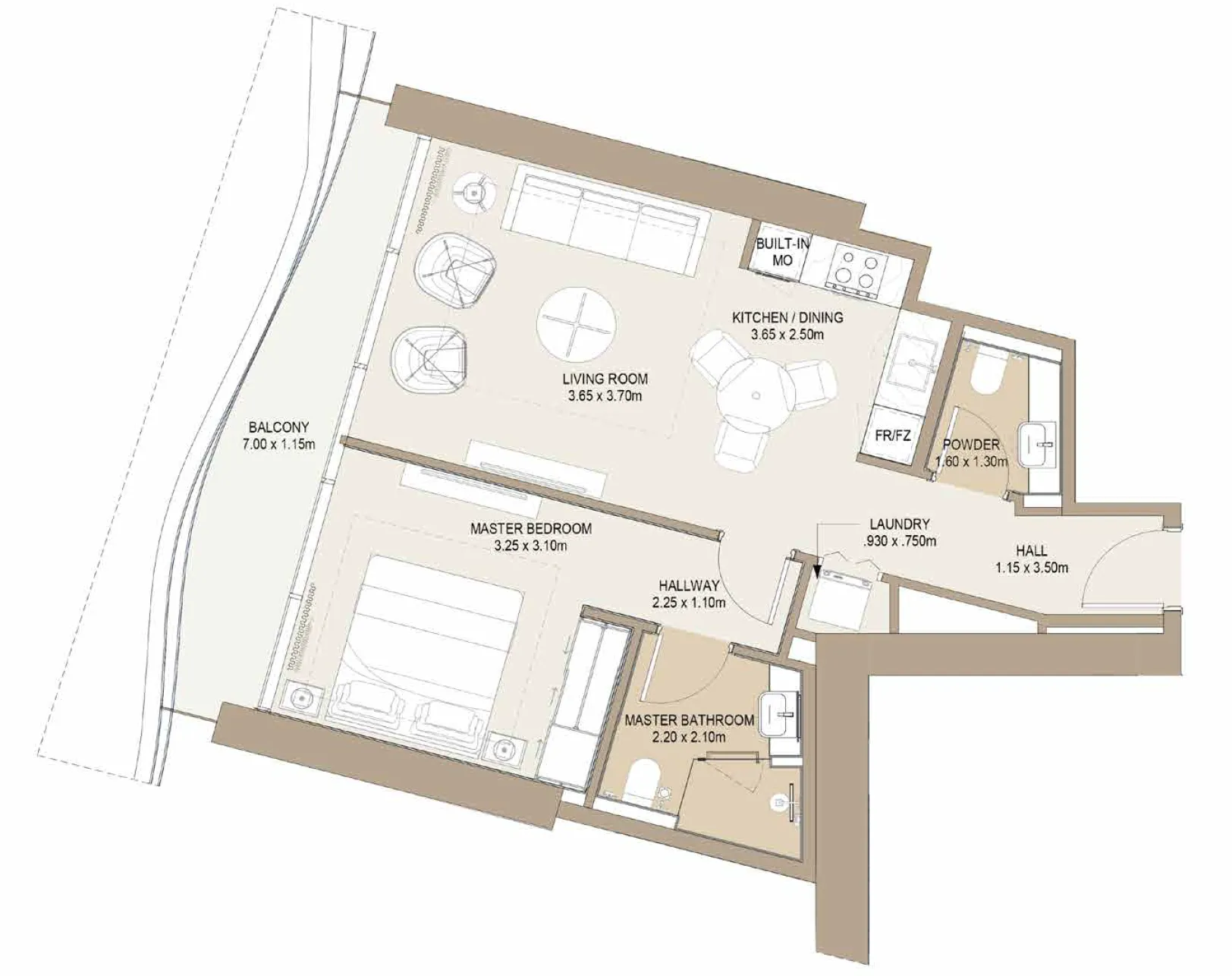 1 BR layout at Laguna Residence