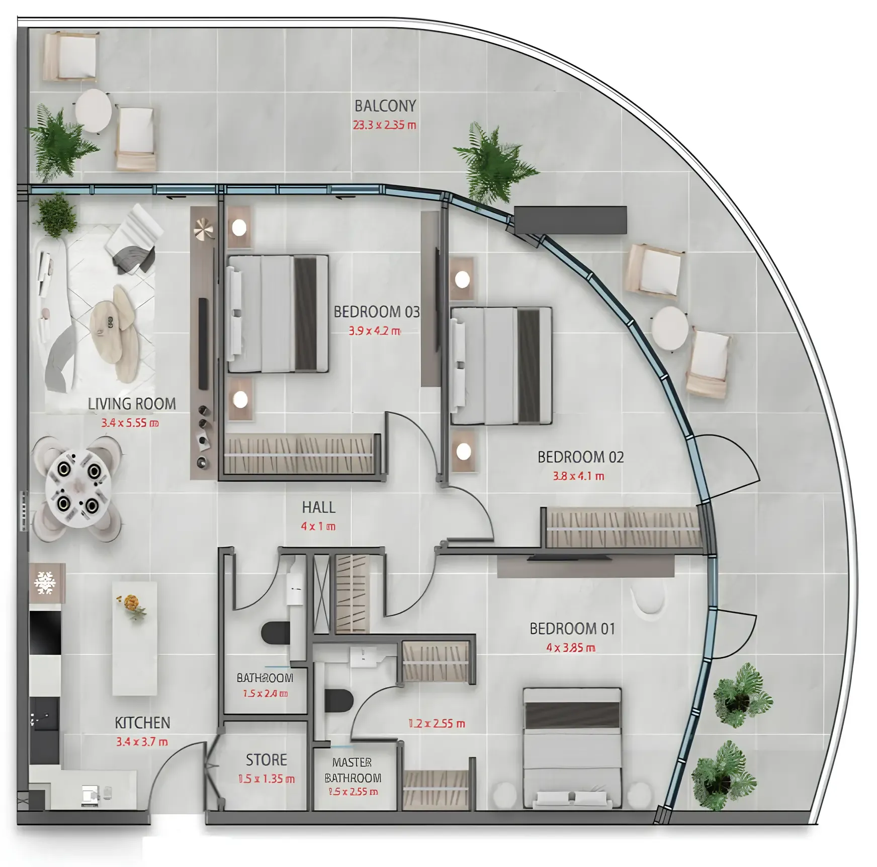 3 BR layout at Sakura Gardens