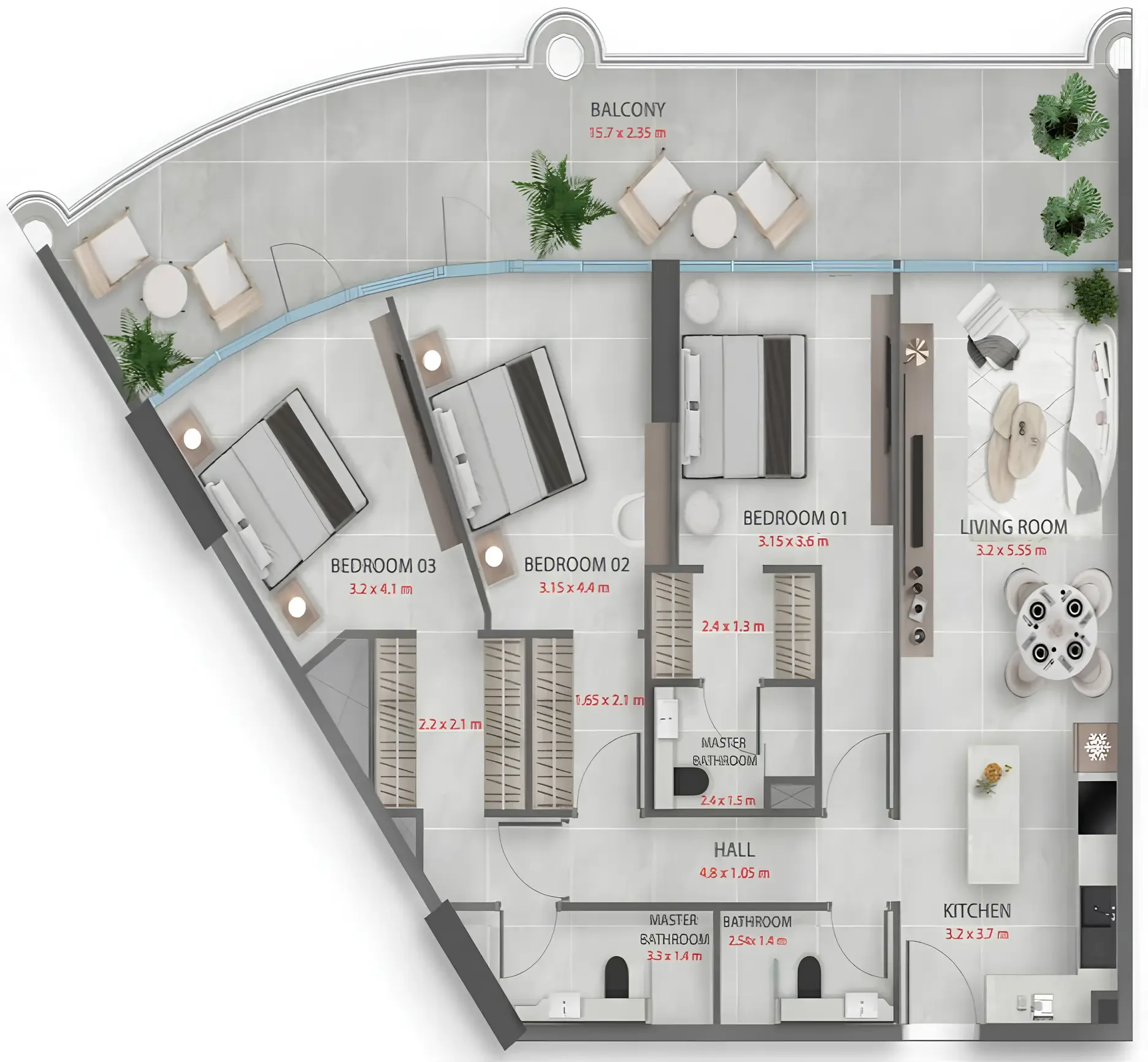 3 BR layout at Sakura Gardens