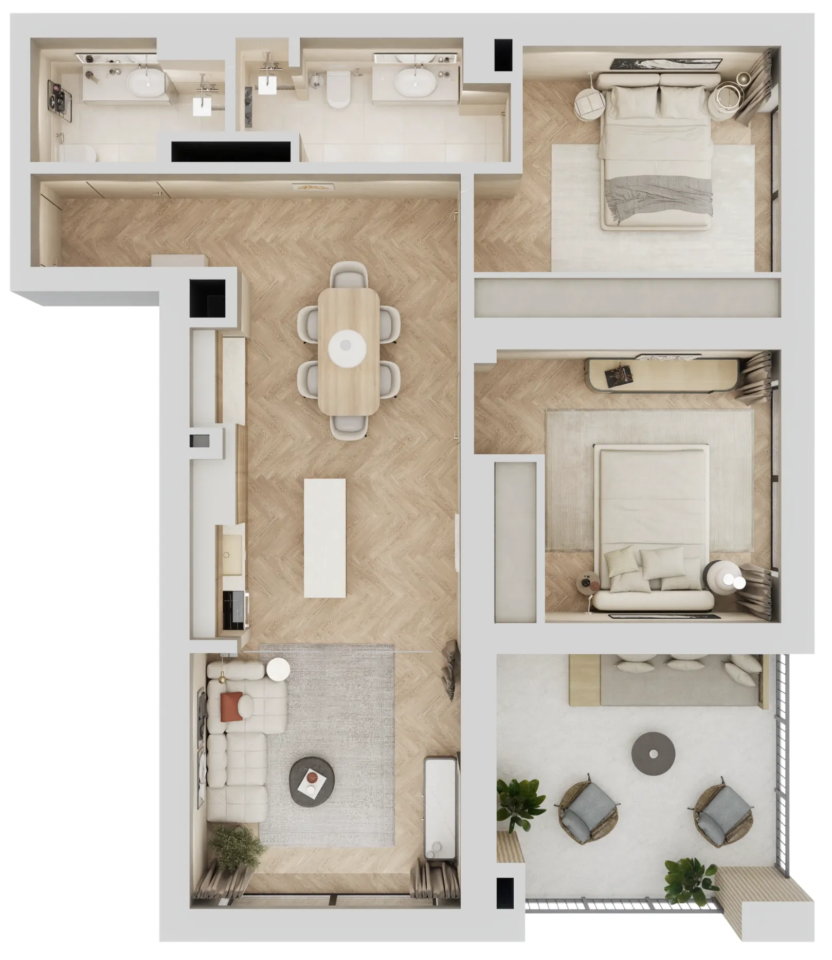 2 BR layout at Arisha Terraces