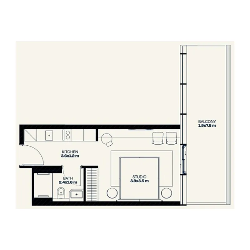 0 BR layout at Trussardi Residences Phase Two