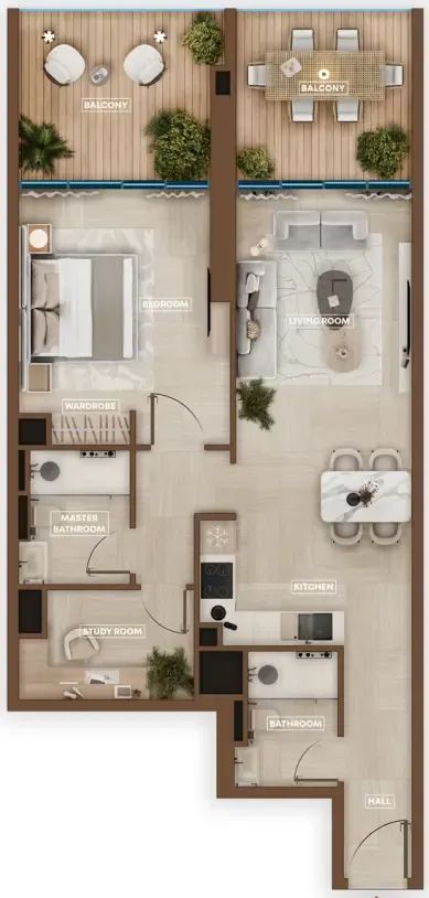 1 BR layout at Sky Hills Astra