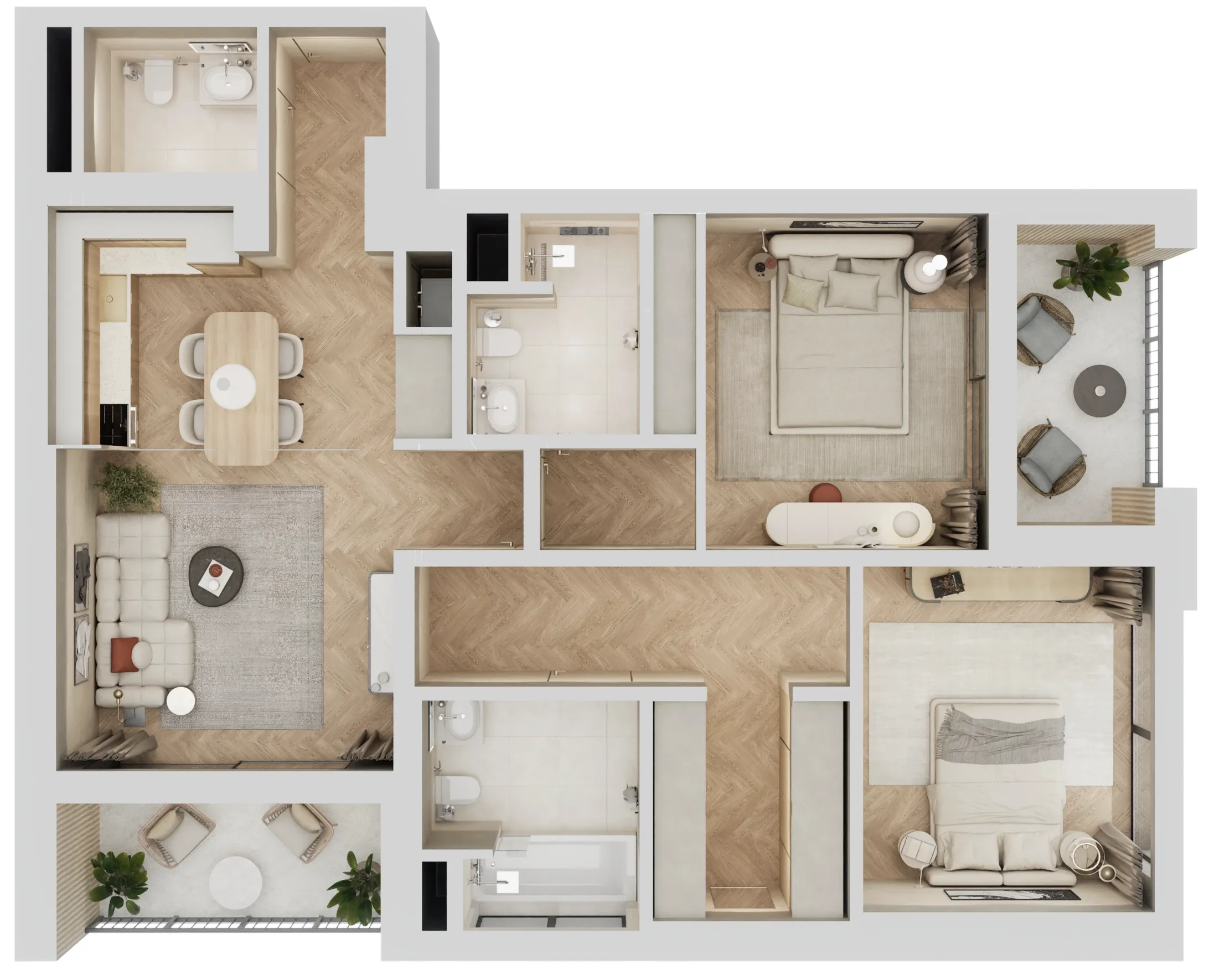 2 BR layout at Arisha Terraces