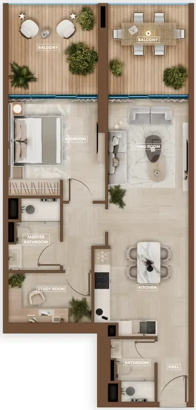 1 BR layout at Sky Hills Astra