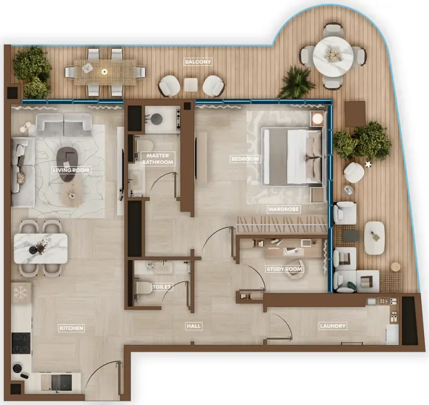 1 BR layout at Sky Hills Astra