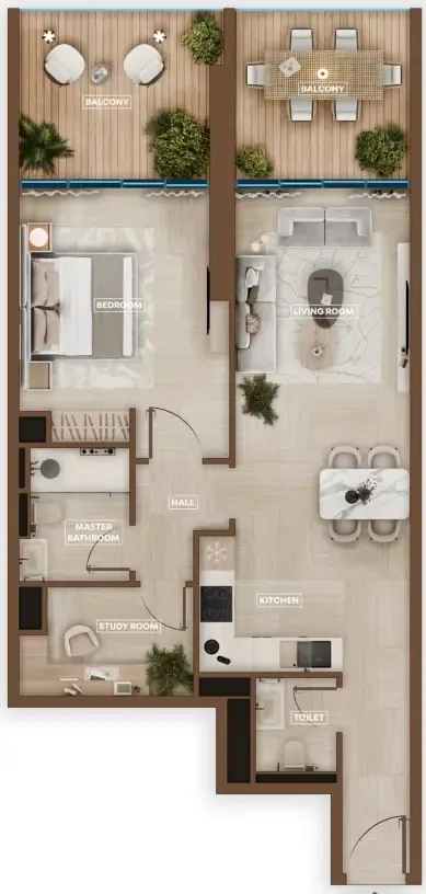 1 BR layout at Sky Hills Astra