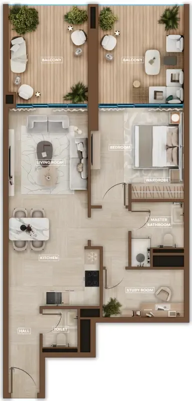 1 BR layout at Sky Hills Astra