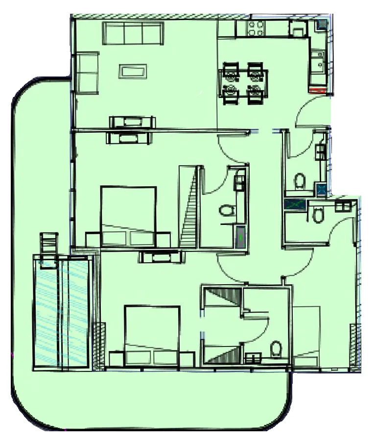 2 BR layout at Samana Ocean Bay
