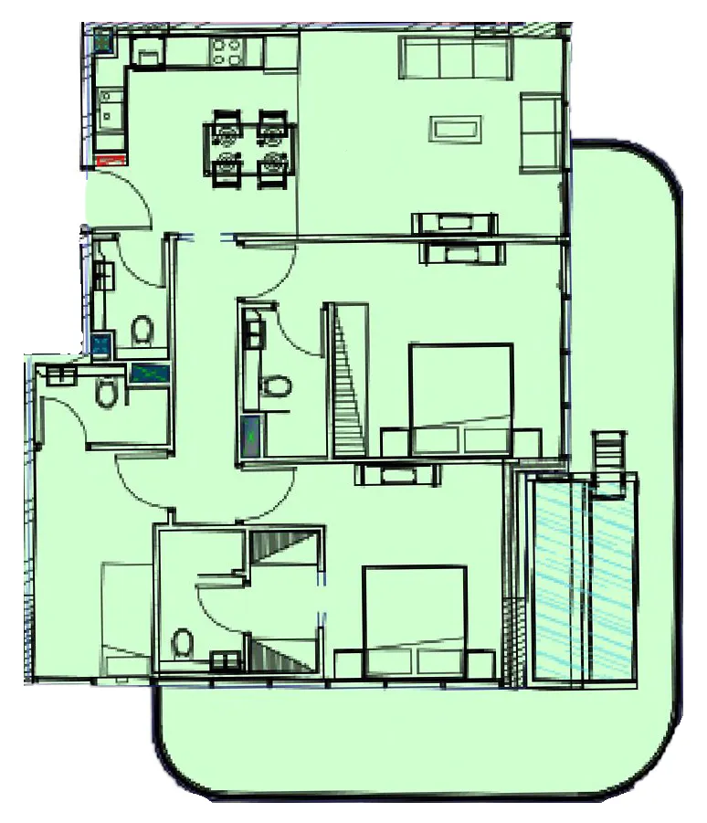 2 BR layout at Samana Ocean Bay