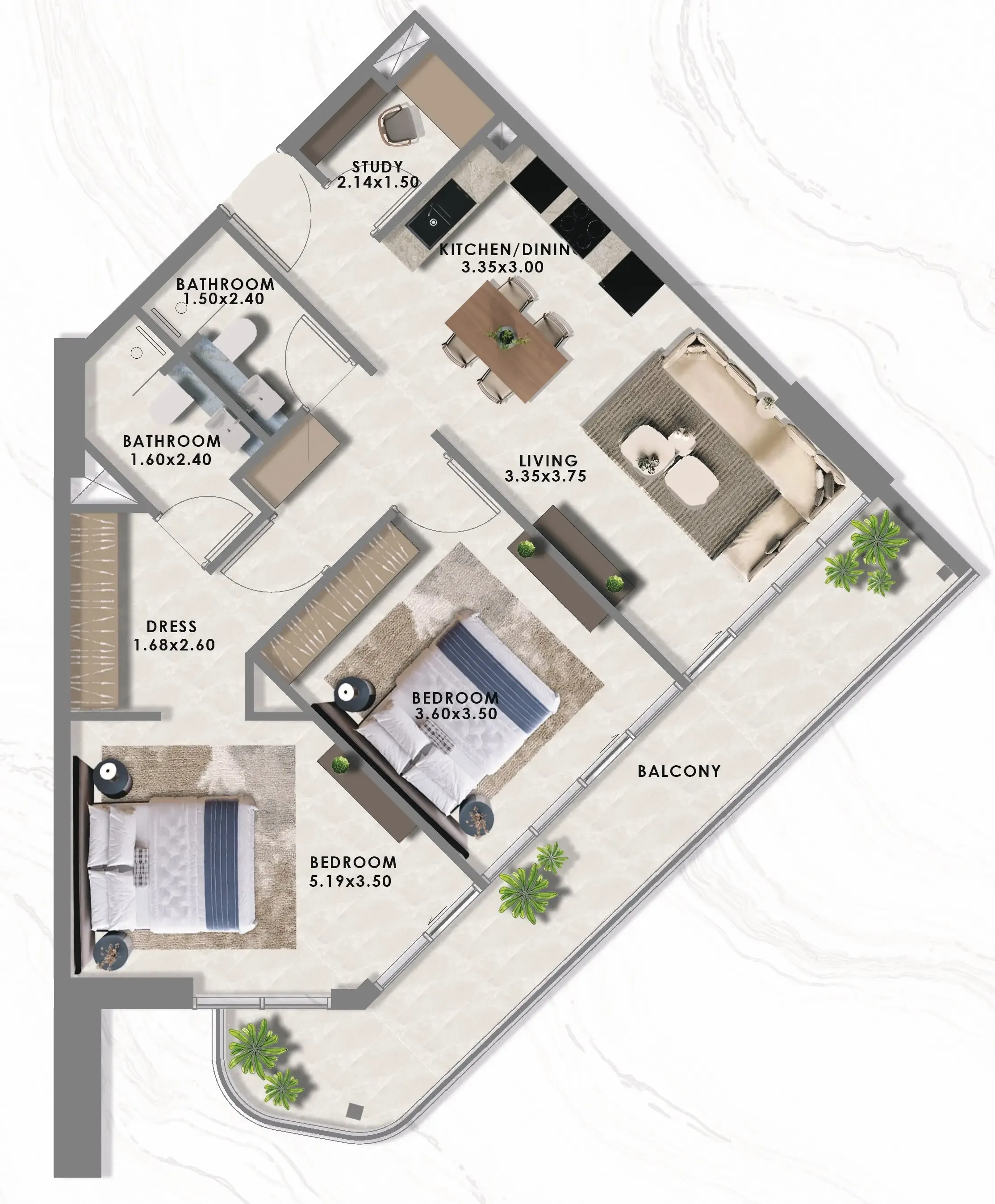 2 BR layout at Floarea Lakes