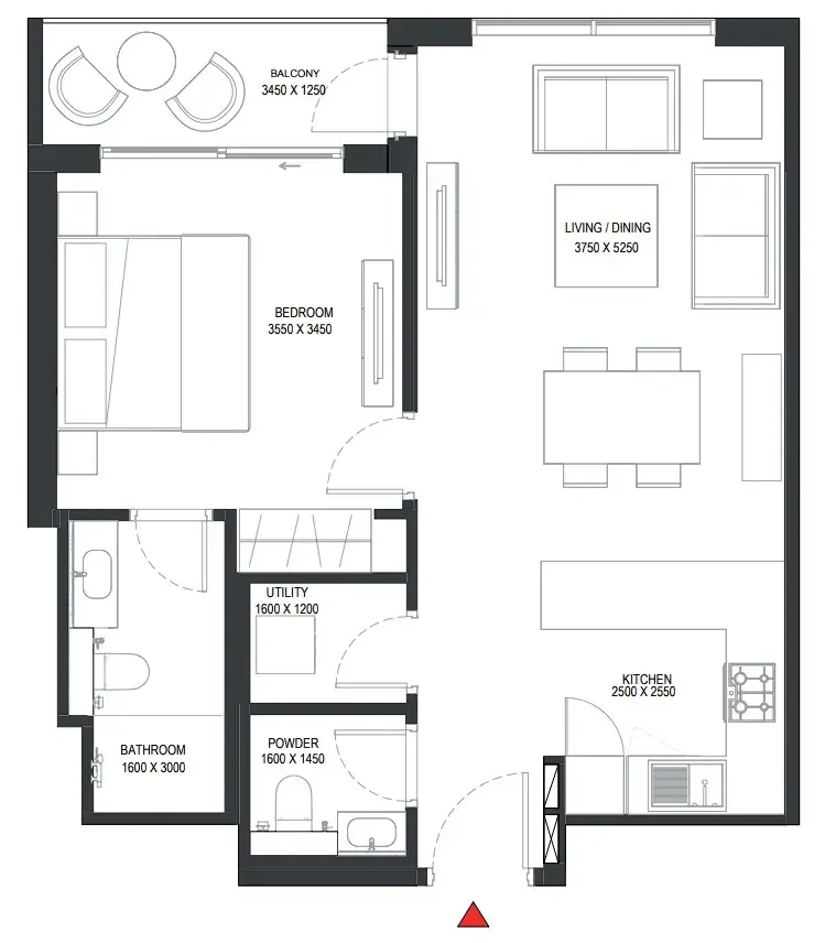 Sobha One 1 BR floor plan - Ras Al Khor, Dubai - by Sobha
