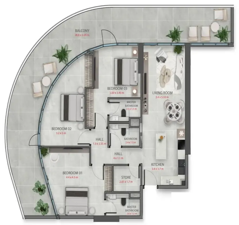3 BR layout at Sakura Gardens