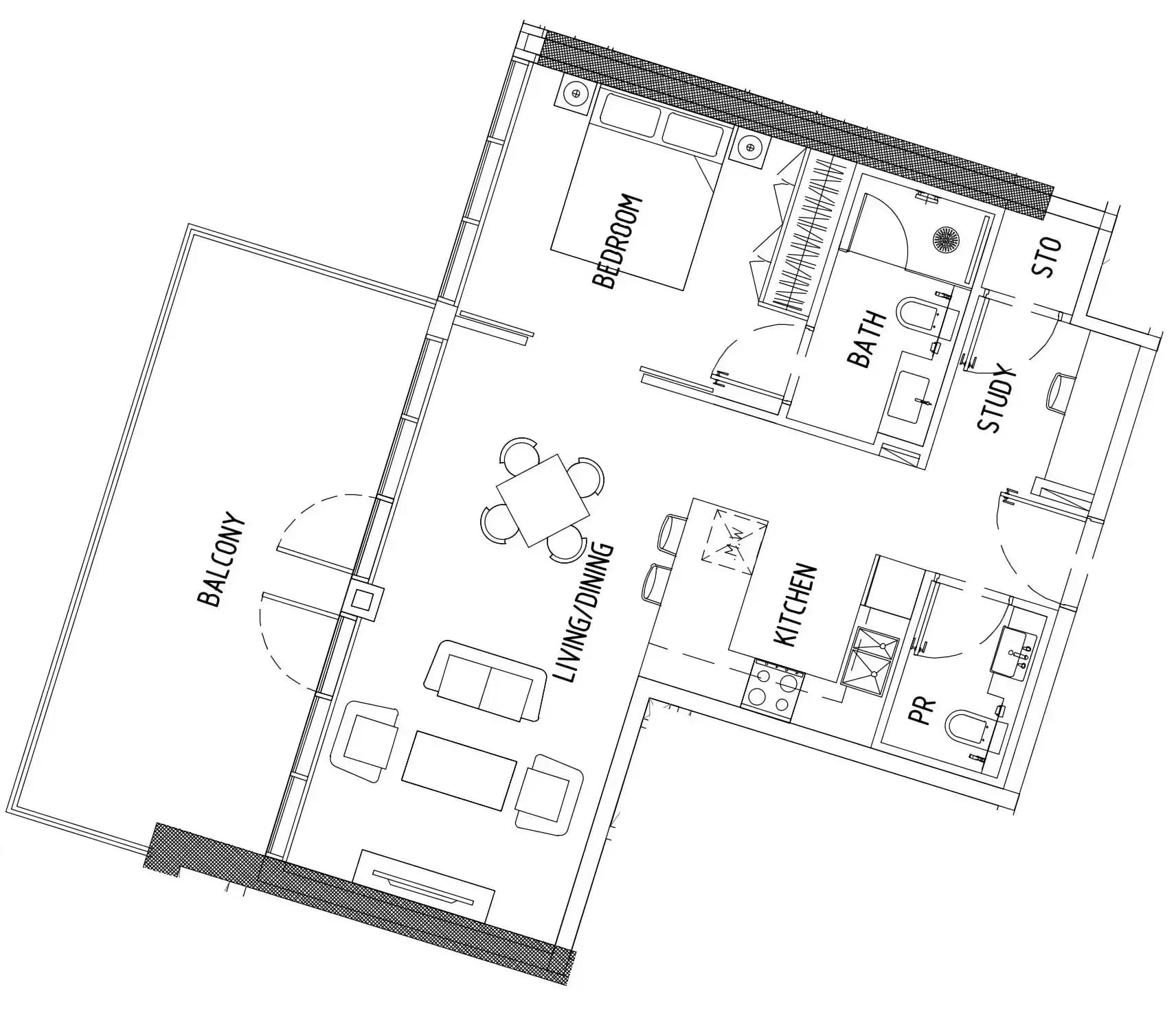 1 BR layout at Damac District