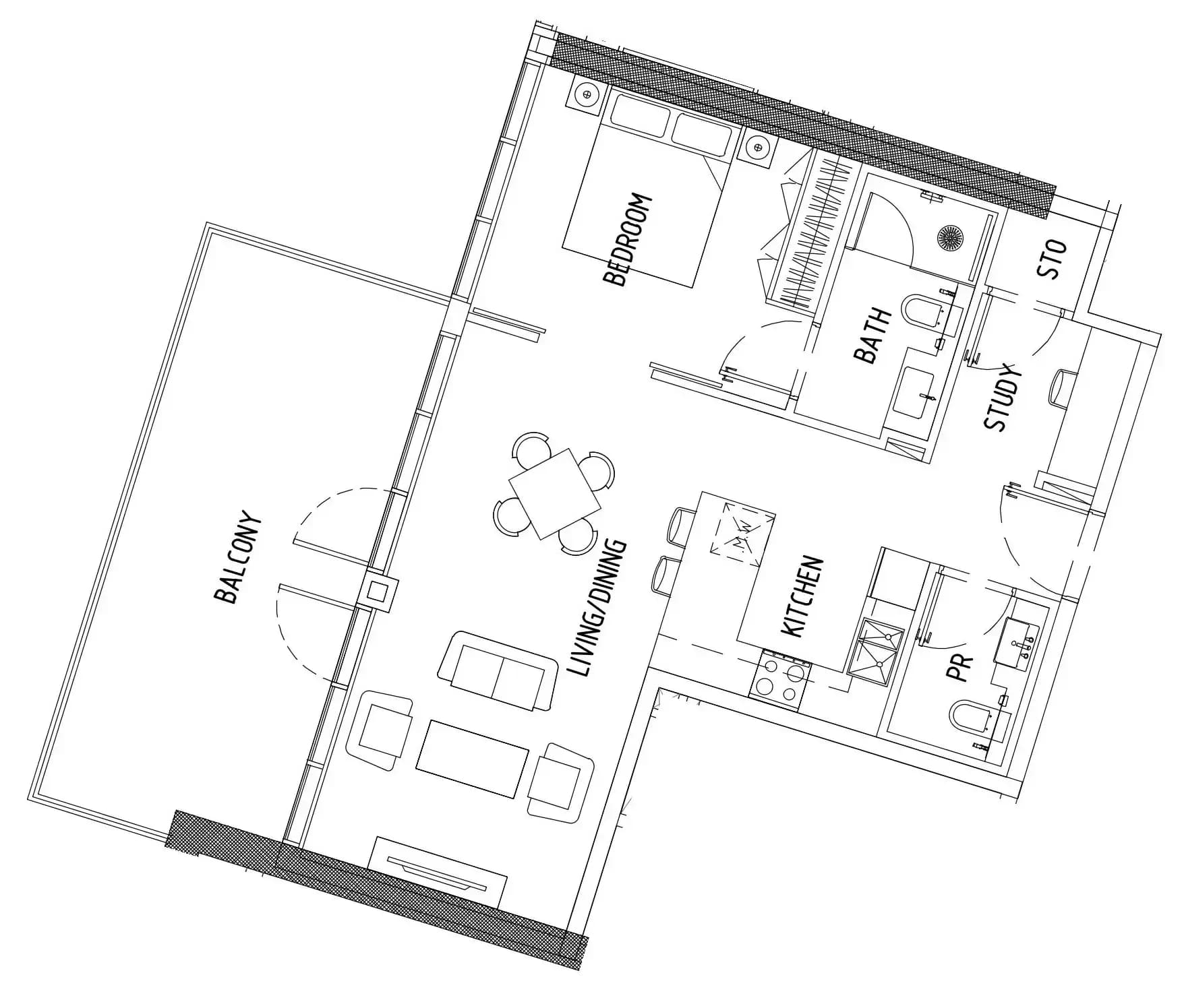 1 BR layout at Damac District