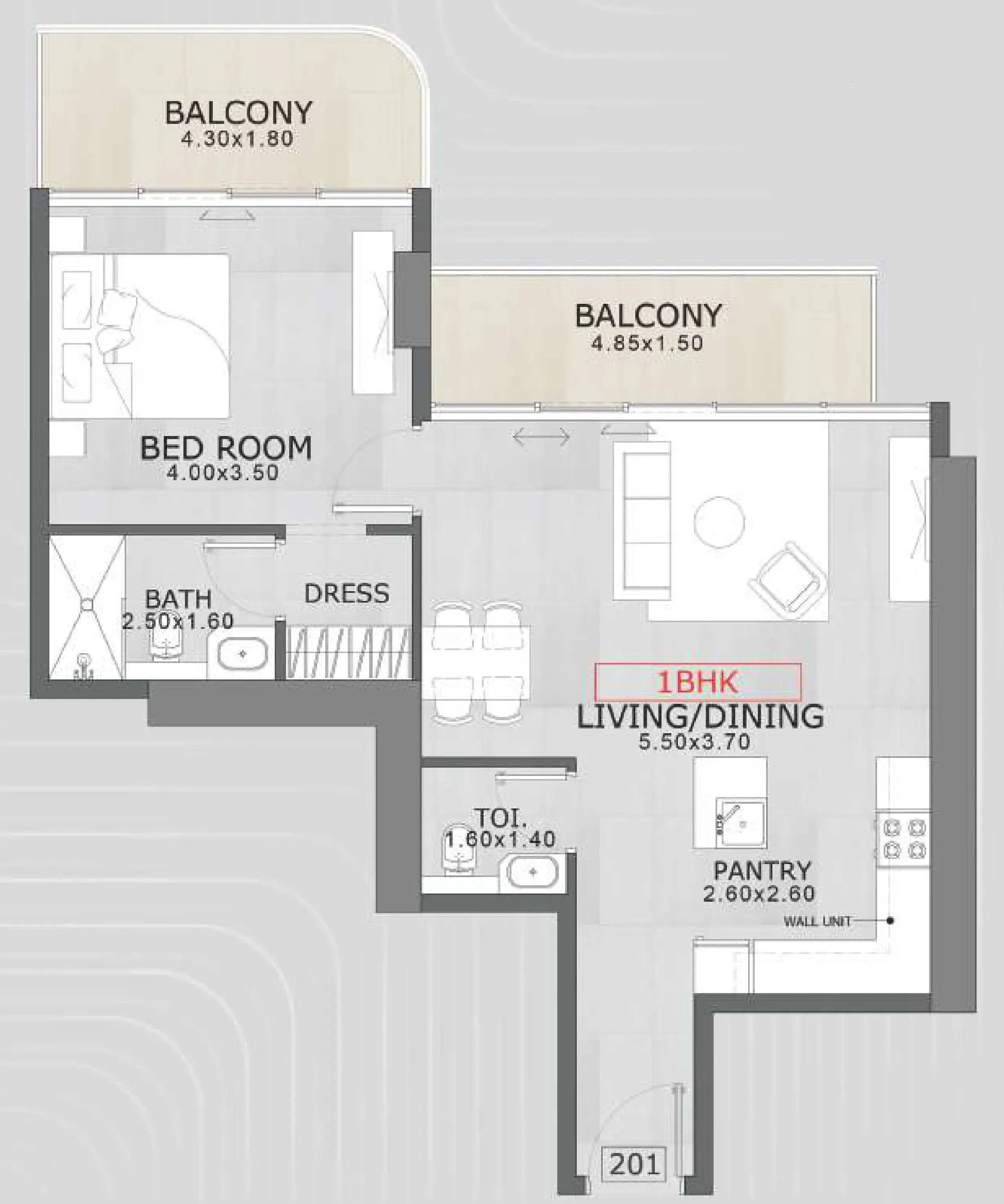 1 BR layout at Floarea Skies
