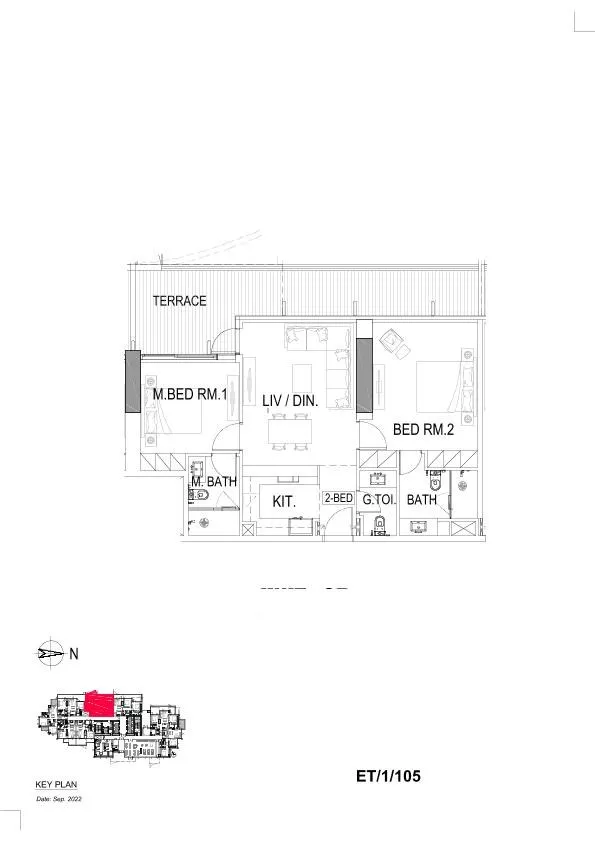 Elegance Tower 2 BR floor plan in Downtown Dubai, Dubai, by DAMAC