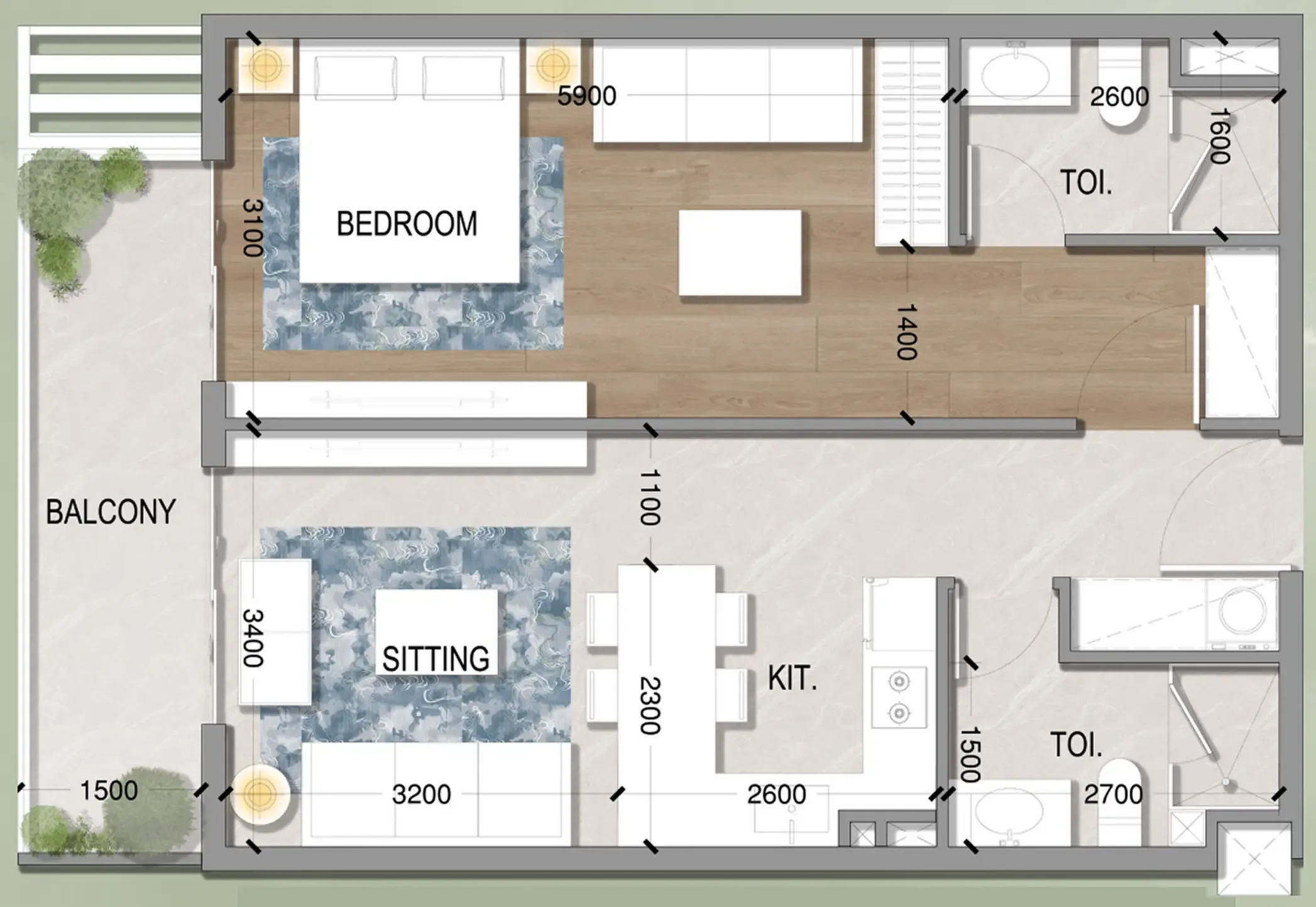 1 BR layout at Oasis Residences