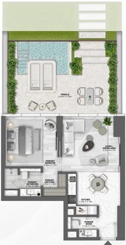 1 BR layout at Passo by Beyond