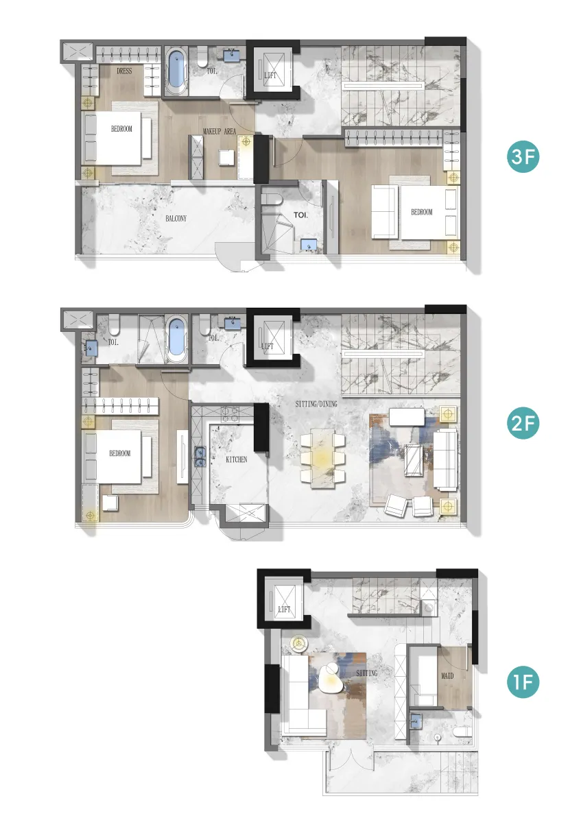 3 BR layout at Stamn Nautis Residences